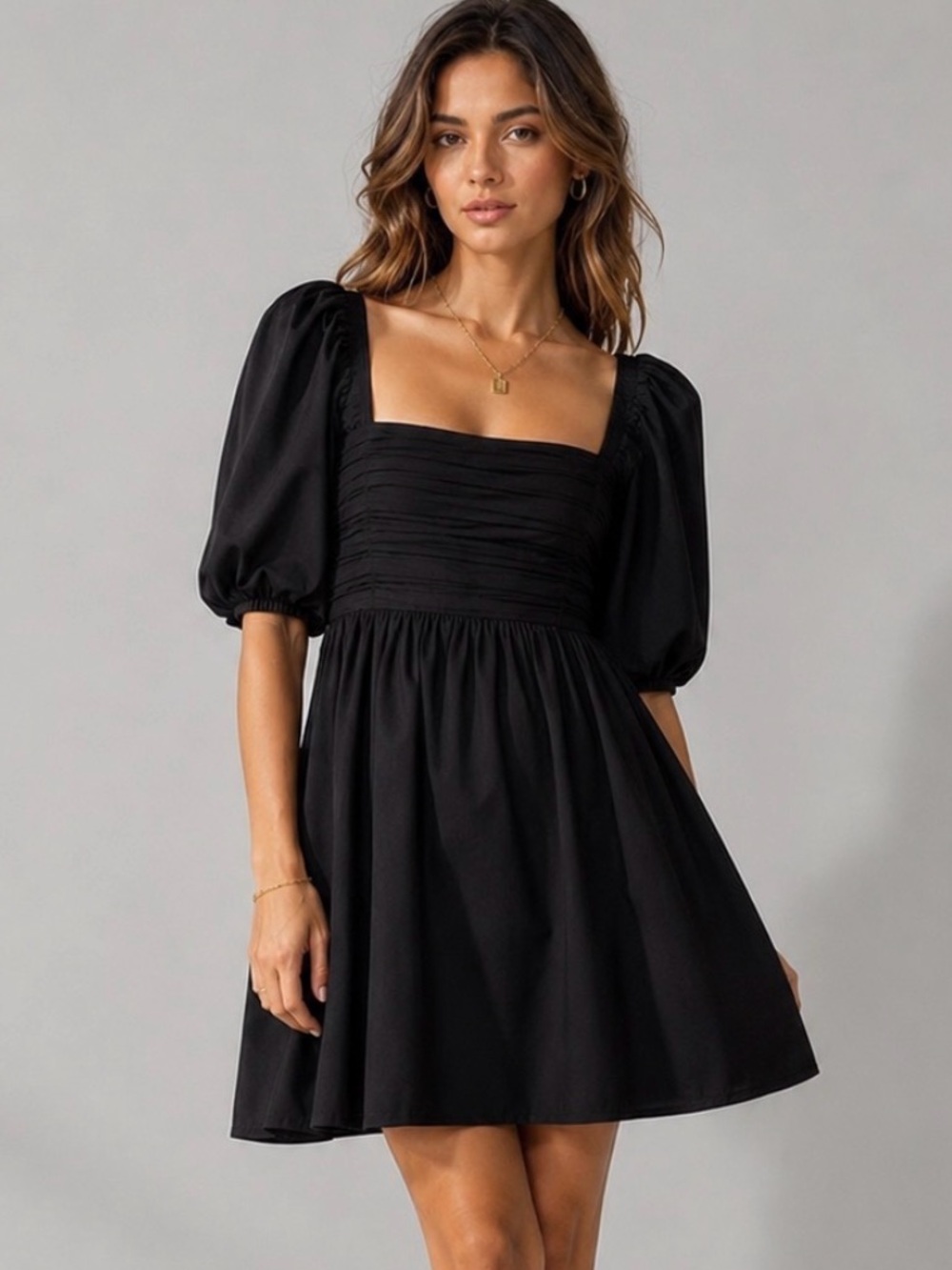 Abercrombie & Fitch Emerson Linen-Blend Puff Sleeve Mini Dress Size S